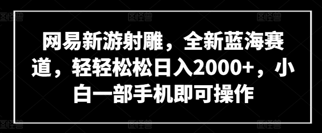 网易新游射雕，全新蓝海赛道，轻轻松松日入2000+，小白一部手机即可操作【揭秘】-电脑资源自留地