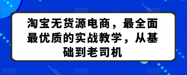 淘宝无货源电商，最全面最优质的实战教学，从基础到老司机-电脑资源自留地