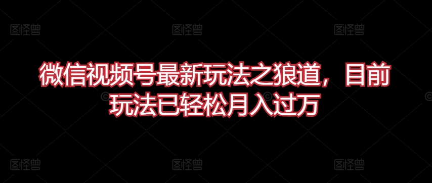 微信视频号最新玩法之狼道，目前玩法已轻松月入过万【揭秘】-电脑资源自留地