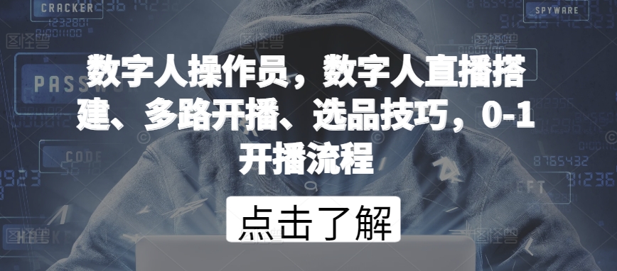数字人操作员，数字人直播搭建、多路开播、选品技巧，0-1开播流程-电脑资源自留地
