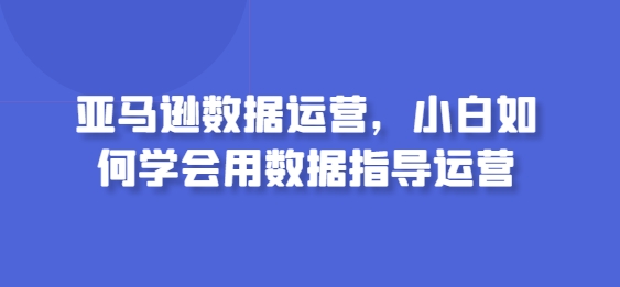 亚马逊数据运营，小白如何学会用数据指导运营-电脑资源自留地