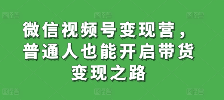 微信视频号变现营，普通人也能开启带货变现之路-电脑资源自留地