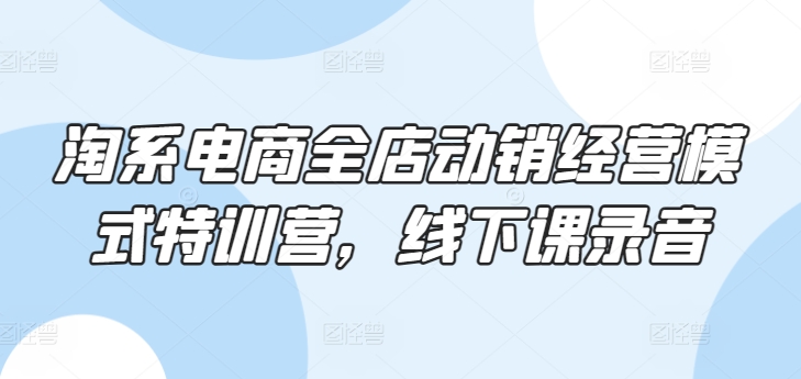 淘系电商全店动销经营模式特训营，线下课录音-电脑资源自留地