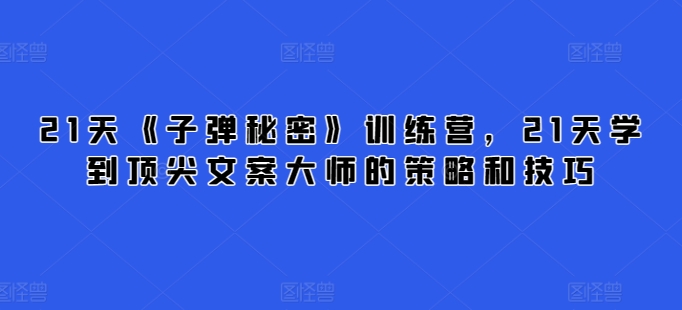 21天《子弹秘密》训练营，21天学到顶尖文案大师的策略和技巧-电脑资源自留地
