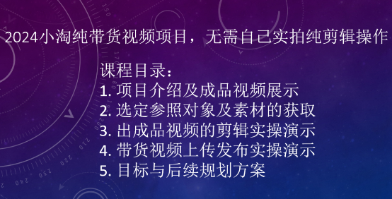 2024小淘纯带货视频项目，无需自己实拍纯剪辑操作-电脑资源自留地