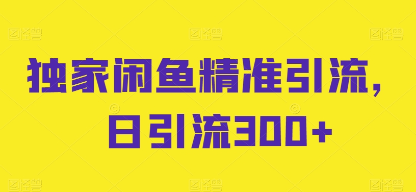 独家闲鱼精准引流，日引流300+【揭秘】-电脑资源自留地