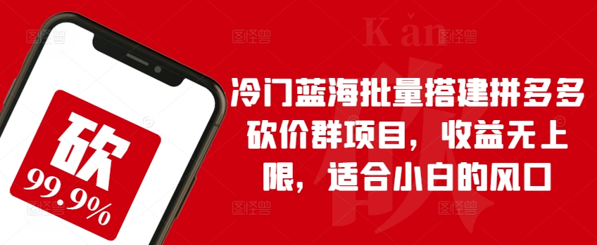 冷门蓝海批量搭建拼多多砍价群项目，收益无上限，适合小白的风口【揭秘】-电脑资源自留地
