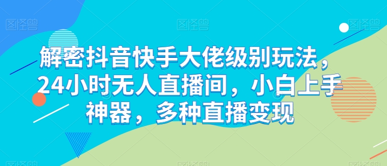解密抖音快手大佬级别玩法，24小时无人直播间，小白上手神器，多种直播变现【揭秘】-电脑资源自留地