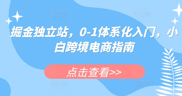 掘金独立站，0-1体系化入门，小白跨境电商指南-电脑资源自留地