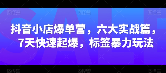 抖音小店爆单营，六大实战篇，7天快速起爆，标签暴力玩法-电脑资源自留地