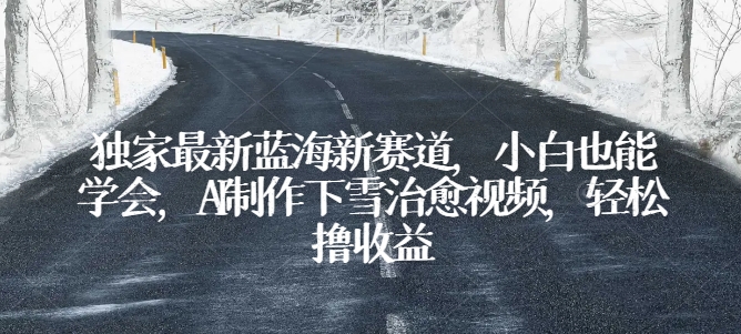独家最新蓝海新赛道，小白也能学会，AI制作下雪治愈视频，轻松撸收益【揭秘】-电脑资源自留地