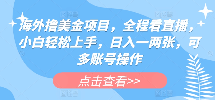 海外撸美金项目，全程看直播，小白轻松上手，日入一两张，可多账号操作【揭秘】-电脑资源自留地