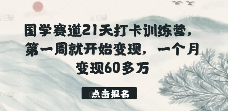 国学赛道21天打卡训练营，第一周就开始变现，一个月变现60多万-电脑资源自留地