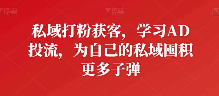 私域打粉获客，学习AD投流，为自己的私域囤积更多子弹-电脑资源自留地