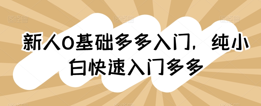 新人0基础多多入门，​纯小白快速入门多多-电脑资源自留地