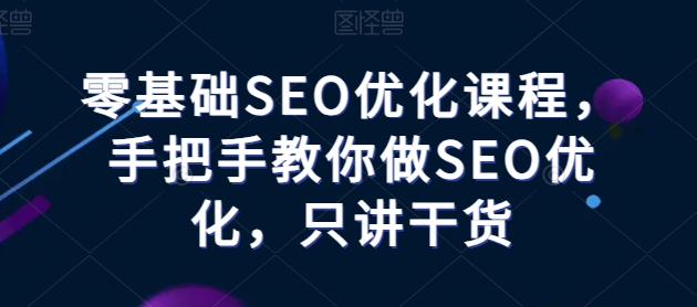 零基础SEO优化课程，手把手教你做SEO优化，只讲干货-电脑资源自留地