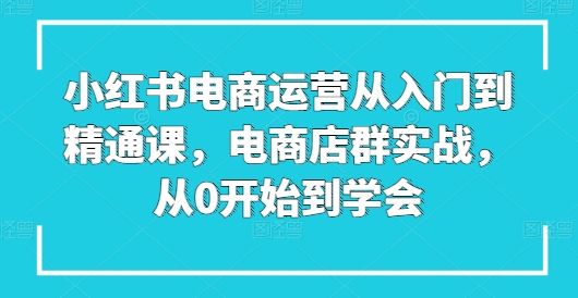 小红书电商运营从入门到精通课，电商店群实战，从0开始到学会-电脑资源自留地