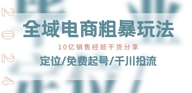 全域电商-粗暴玩法课：10亿销售经验干货分享!定位/免费起号/千川投流-电脑资源自留地