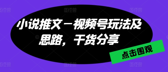小说推文—视频号玩法及思路，干货分享-电脑资源自留地