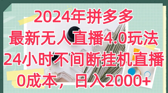 2024年拼多多最新无人直播4.0玩法，24小时不间断挂机直播，0成本，日入2k【揭秘】-电脑资源自留地