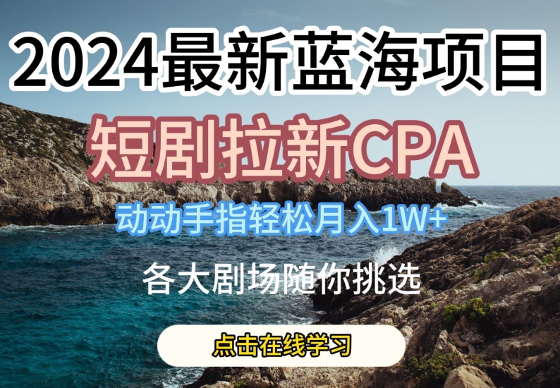 2024最新蓝海项日，短剧拉新CPA，动动手指轻松月入1W，全各大剧场随你挑选【揭秘】-电脑资源自留地