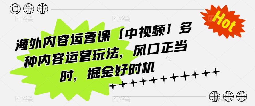 海外内容运营课【中视频】多种内容运营玩法，风口正当时，掘金好时机-电脑资源自留地