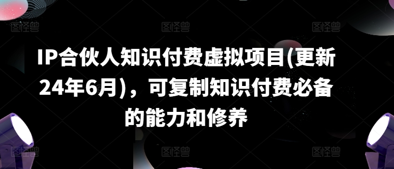 IP合伙人知识付费虚拟项目(更新24年6月)，可复制知识付费必备的能力和修养-电脑资源自留地