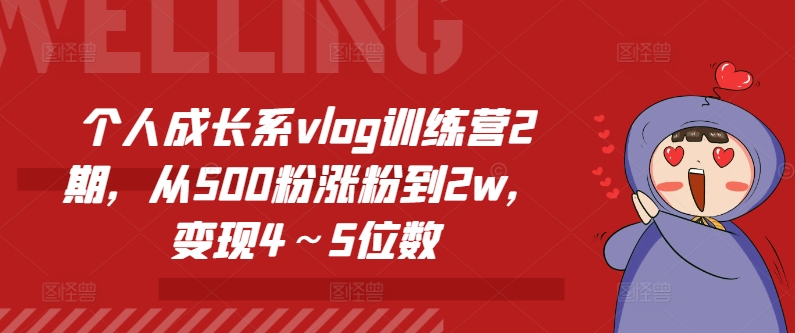 个人成长系vlog训练营2期，从500粉涨粉到2w，变现4～5位数-电脑资源自留地