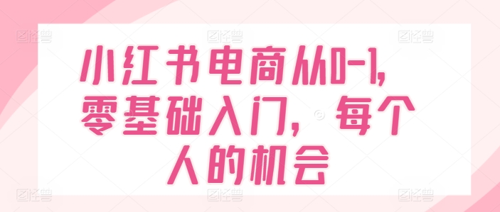 小红书电商从0-1，零基础入门，每个人的机会-电脑资源自留地