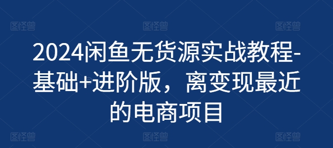 2024闲鱼无货源实战教程-基础+进阶版，离变现最近的电商项目-电脑资源自留地