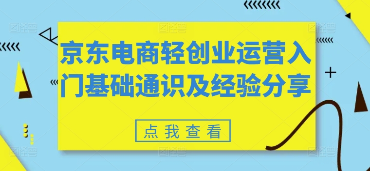 京东电商轻创业运营入门基础通识及经验分享-电脑资源自留地