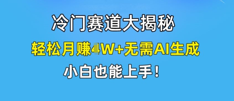 冷门赛道大揭秘，轻松月赚1W+无需AI生成，小白也能上手【揭秘】-电脑资源自留地