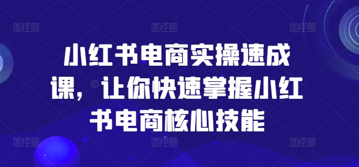 小红书电商实操速成课，让你快速掌握小红书电商核心技能-电脑资源自留地