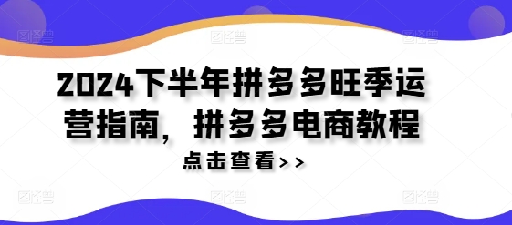 2024下半年拼多多旺季运营指南，拼多多电商教程-电脑资源自留地