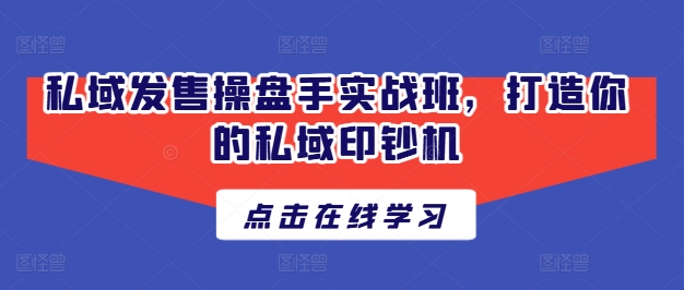 私域发售操盘手实战班，打造你的私域印钞机-电脑资源自留地