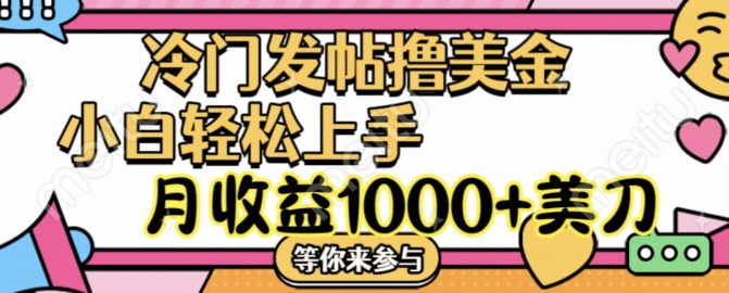 冷门发帖撸美金项目，月收益1000+美金，简单无脑，干就完了【揭秘】-电脑资源自留地