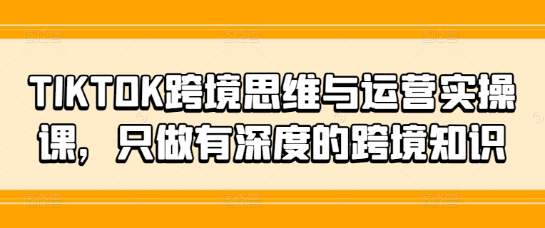 TIKTOK跨境思维与运营实操课，只做有深度的跨境知识-电脑资源自留地