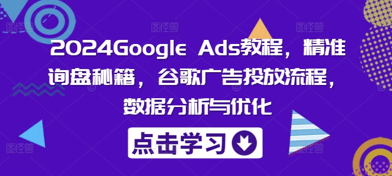 2024Google Ads教程，精准询盘秘籍，谷歌广告投放流程，数据分析与优化-电脑资源自留地
