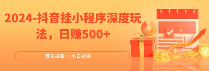 2024全网首次披露，抖音挂小程序深度玩法，日赚500+，简单、稳定，带渠道收入，小白必做【揭秘】-电脑资源自留地
