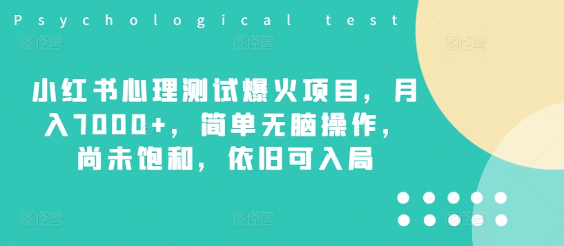 小红书心理测试爆火项目，月入7000+，简单无脑操作，尚未饱和，依旧可入局-电脑资源自留地