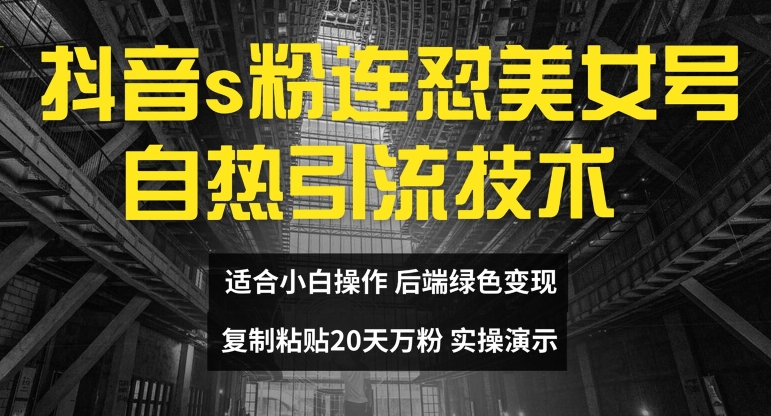 抖音s粉连怼美女号自热引流技术复制粘贴，20天万粉账号，无需实名制，矩阵操作【揭秘】-电脑资源自留地