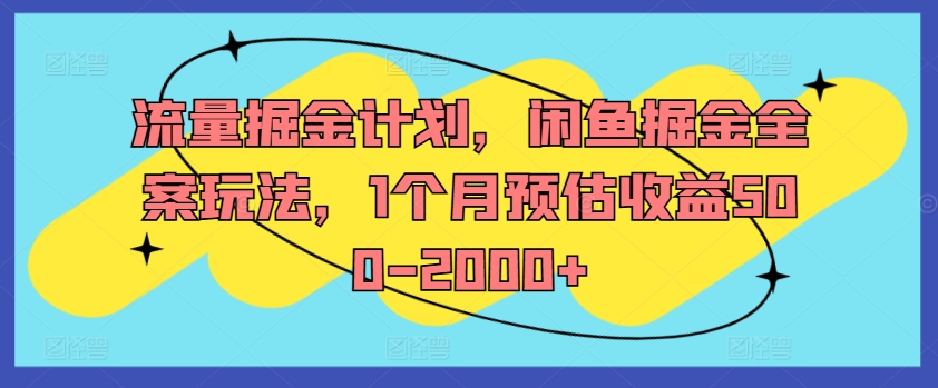 流量掘金计划，闲鱼掘金全案玩法，1个月预估收益500-2000+-电脑资源自留地