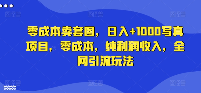 零成本卖套图，日入+1000写真项目，零成本，纯利润收入，全网引流玩法-电脑资源自留地