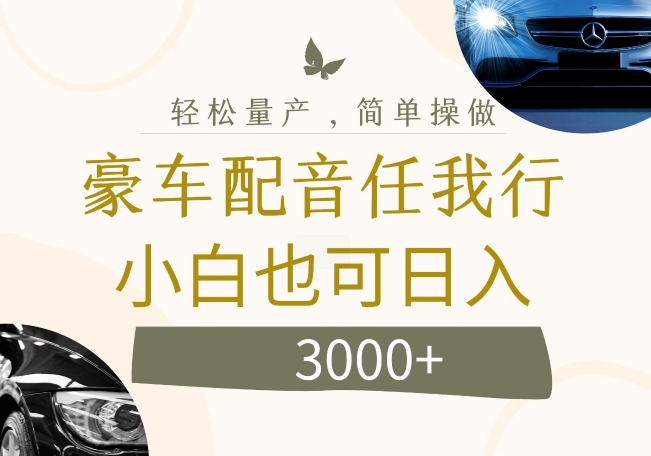 不为人知的暴力小项目，豪车配音，日入几张【揭秘】-电脑资源自留地