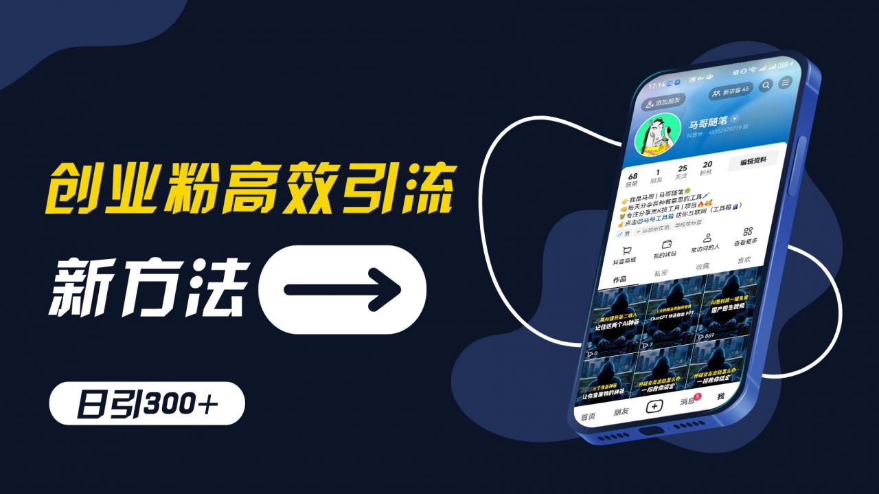 创业粉高效引流，抖音工具号玩法，日引300+，不要成为学习高手，要成为实战高手【揭秘】-电脑资源自留地