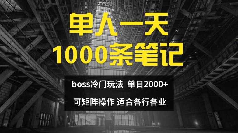 单人一天1000条笔记，日入2000+，BOSS直聘的正确玩法【揭秘】-电脑资源自留地