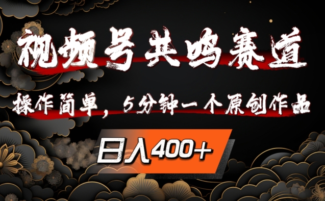 视频号共鸣赛道，操作简单，5分钟1个原创作品，日入几张【揭秘】-电脑资源自留地