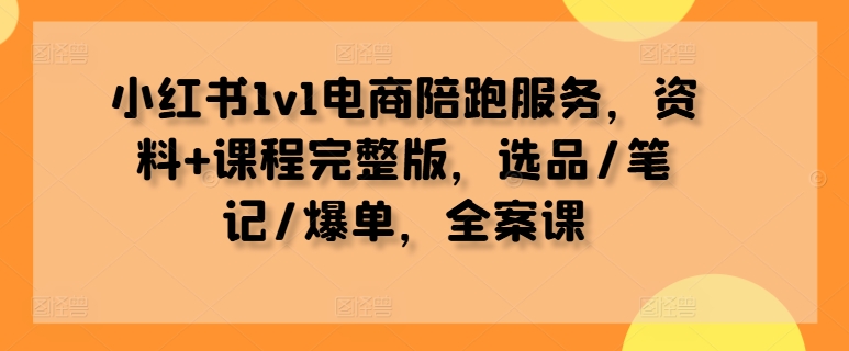小红书1v1电商陪跑服务，资料+课程完整版，选品/笔记/爆单，全案课-电脑资源自留地