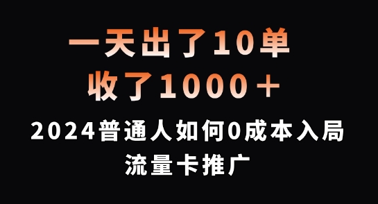 一天出了10单，收了1000+，2024普通人如何0成本入局流量卡推广【揭秘】-电脑资源自留地