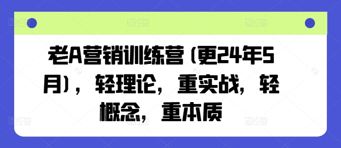 老A营销训练营(更24年8月)，轻理论，重实战，轻概念，重本质-电脑资源自留地